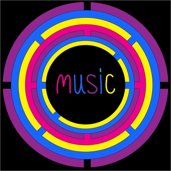 Cercles colorés et mot Musique . — Image vectorielle