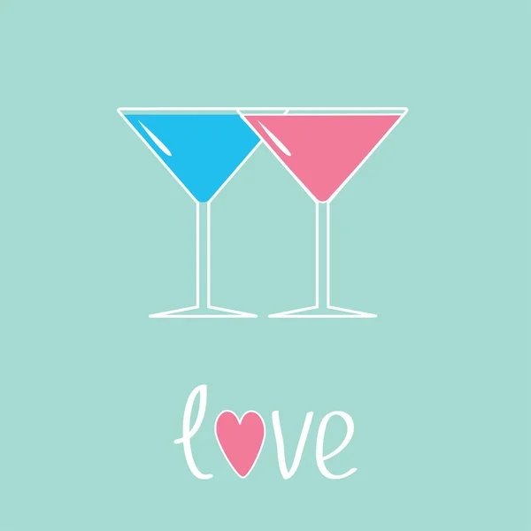 Deux verres de martini. Carte d'amour . — Image vectorielle