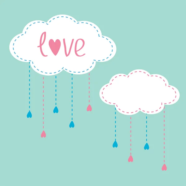 Twee wolken met hangende regendruppels. liefde. — Stockvector