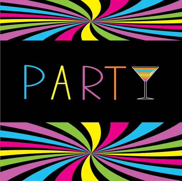 Bunte Cocktail-Party-Karte. Martini-Glas. — Stockvektor