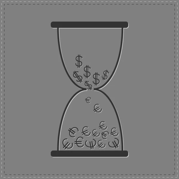 Hourglass with money signs. — Stock Vector