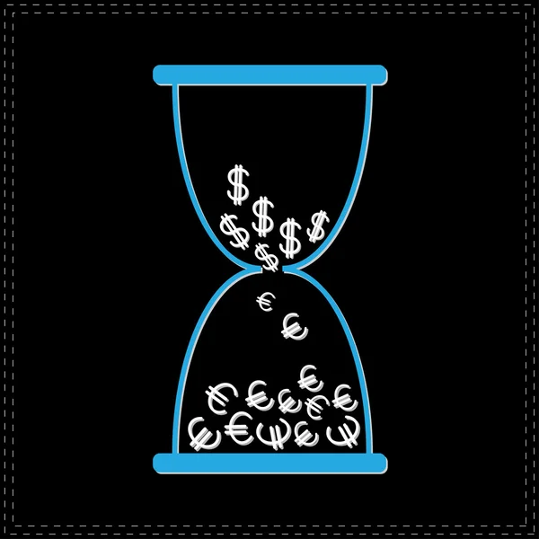 Hourglass with money signs. — Stock Vector