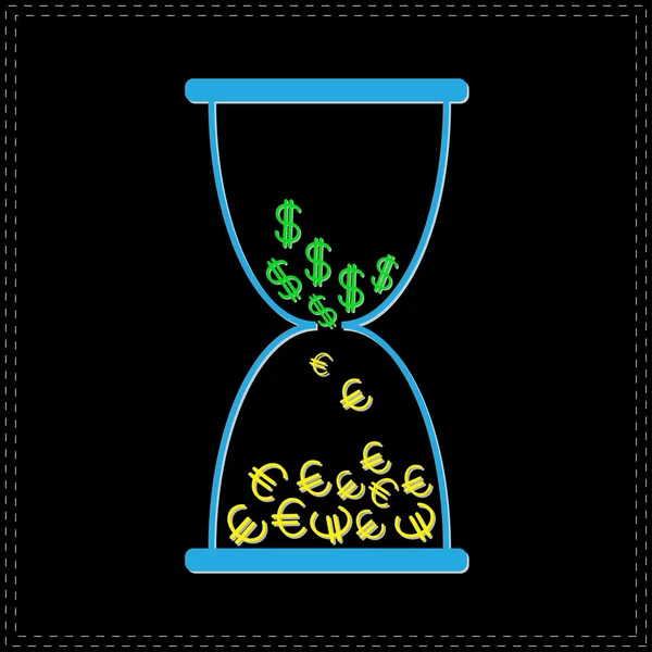 Hourglass with money — Stock Vector