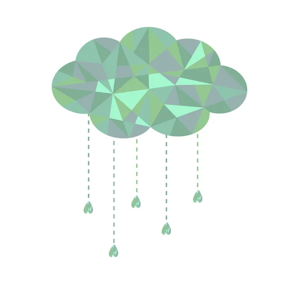 Nube azul y verde con gotas colgantes . — Archivo Imágenes Vectoriales