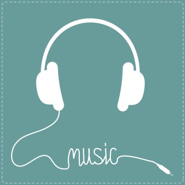 söz müzik şeklinde kordon ile beyaz kulaklık.