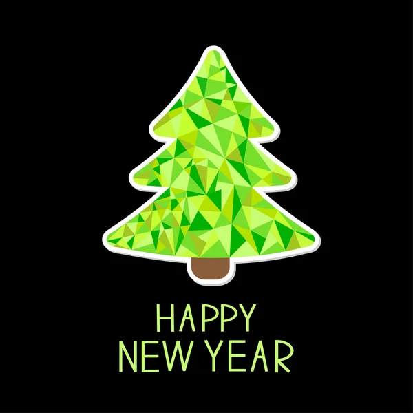 Arbre de Noël polygonal. Fond noir. Bonne carte de nouvelle année . — Image vectorielle
