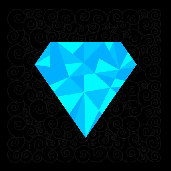 Big blue polygonal diamond — Stock Vector