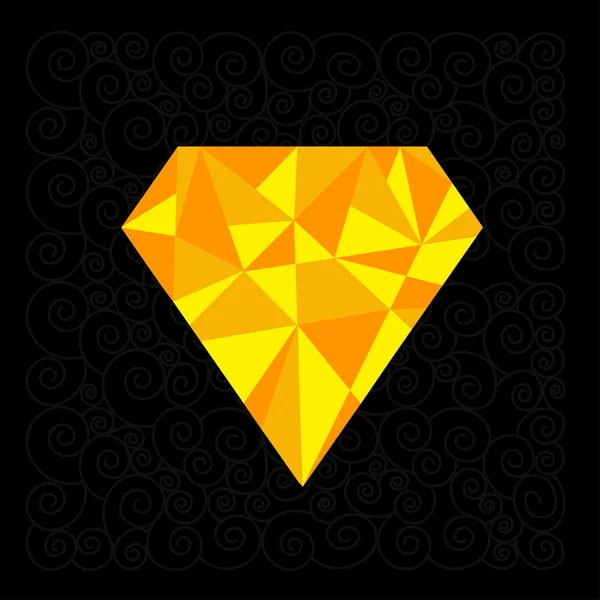 Big yellow polygonal diamond — Stock Vector