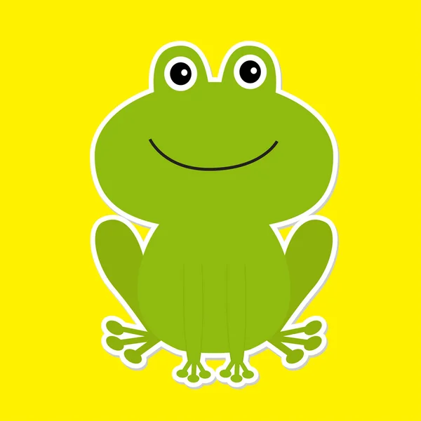 Cute green cartoon frog. — Stock Vector