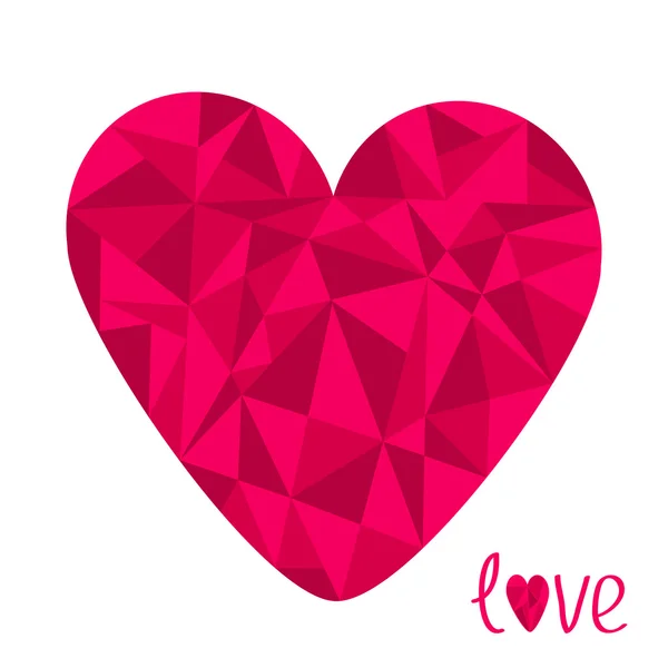 Grande coração rosa. Efeito poligonal. Cartão de amor. Isolados . — Vetor de Stock