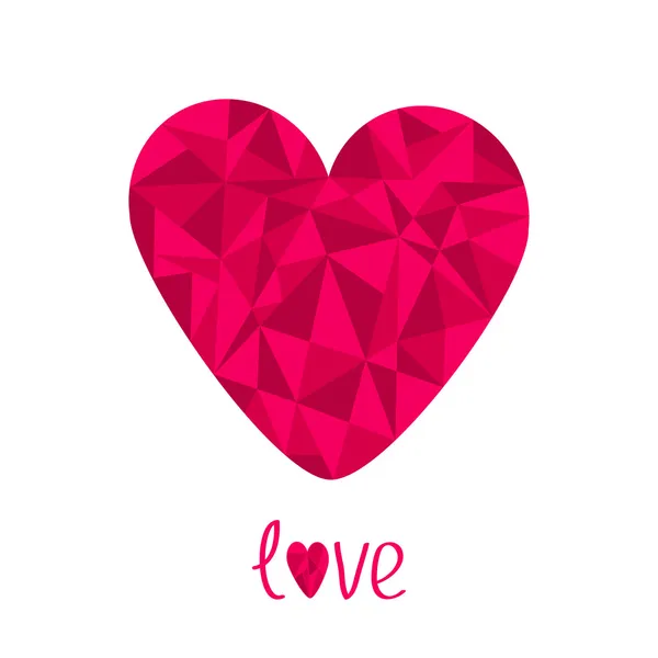 Rosa hjärta. Polygonal effekt. älska kort. isolerade. — Stock vektor