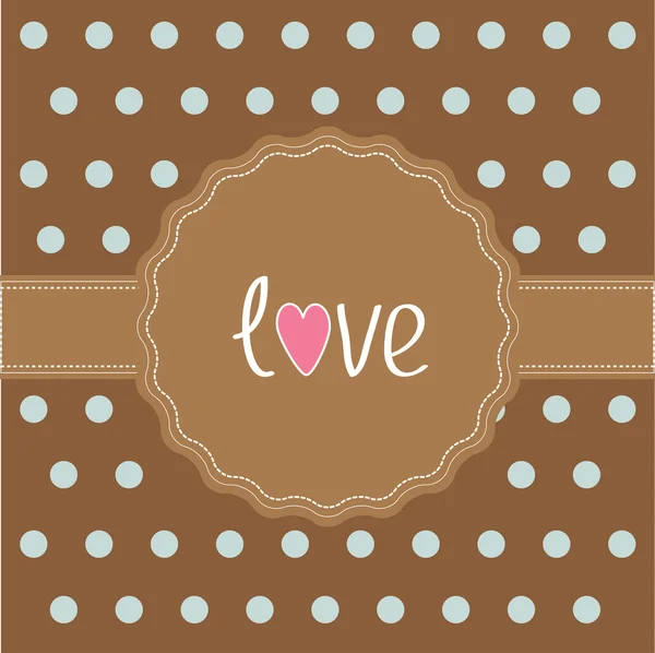 Brown ribbon and label with word love. Card. — Stock Vector