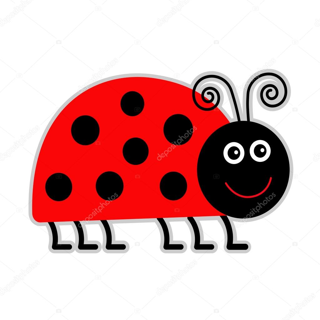 Cute cartoon lady bug. Isolated.