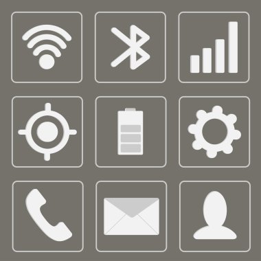 Modern gadget simgeler. Mobil Icon set. gri.