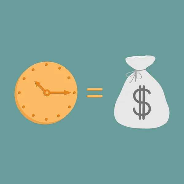 Reloj y bolsa de dólares. Iconos. El tiempo es dinero . — Vector de stock