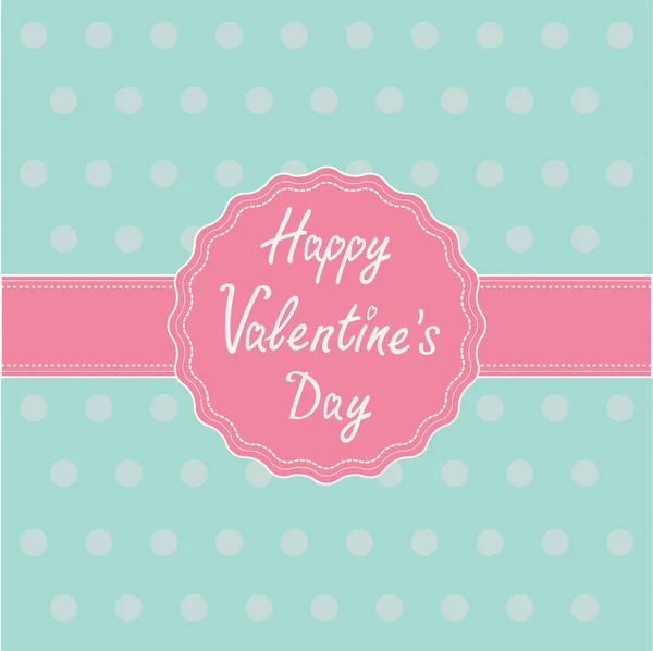 Pink label and ribbon. Happy Valentines Day card. — Stock Vector