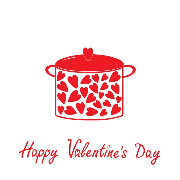 Pot with hearts. Happy Valentines Day card. — Stock Vector