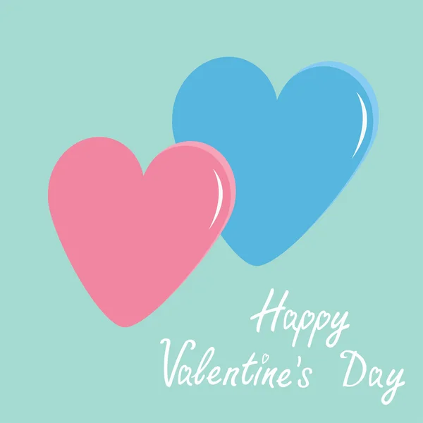 Pink and blue hearts. Happy Valentines Day card. — Stock Vector