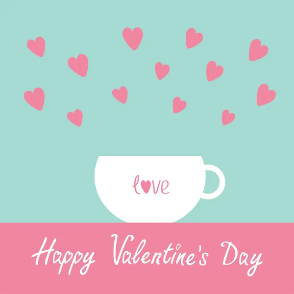 Una taza de té con corazones. Tarjeta feliz día de San Valentín . — Vector de stock