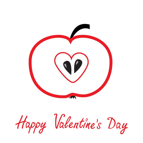 Червоне яблуко з форми серця. щасливий день Святого Валентина карт. — Stok Vektör
