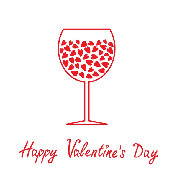 Wine glass with hearts inside. Happy Valentines Day card. — Stock Vector