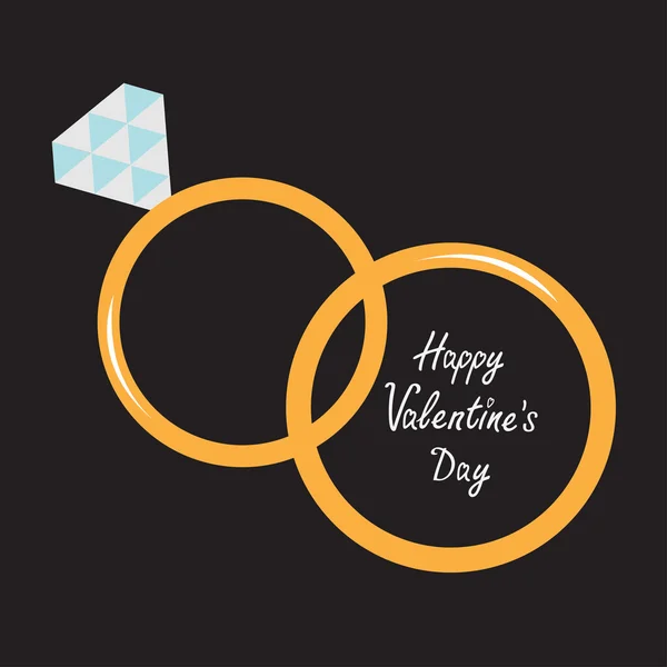 Wedding gold rings. Happy Valentines Day card. — Stock Vector