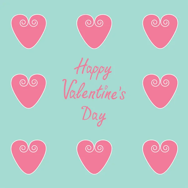 Roze harten. Happy Valentijnsdag kaart. — Stockvector