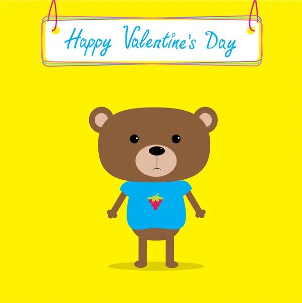 かわいいクマさん。幸せなバレンタインの日カード. — ストックベクタ