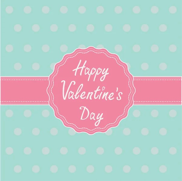 Pink label and ribbon. Happy Valentines Day card. — Stock Vector