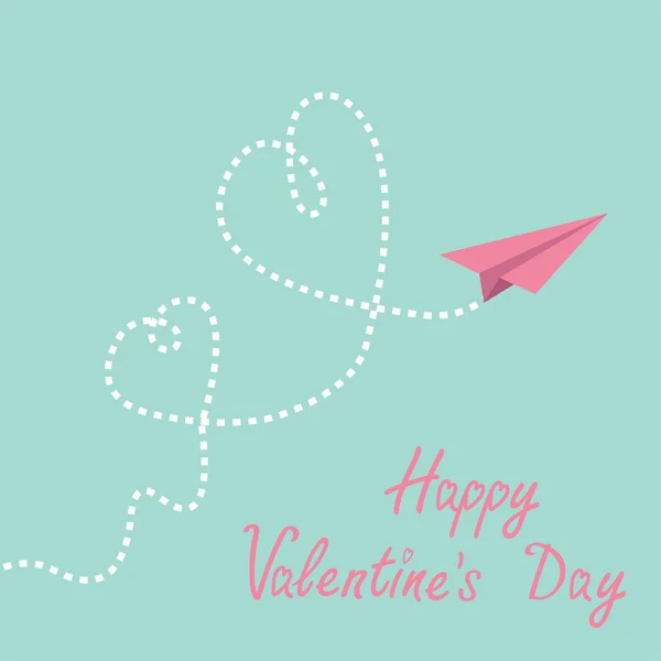 空に折り紙の紙飛行機。幸せなバレンタインの日カード. — ストックベクタ