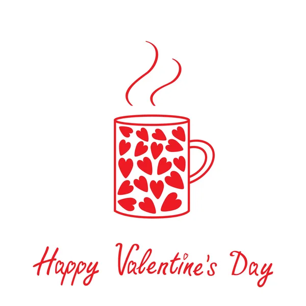 Love teacup with hearts. Happy Valentines Day card. — Stock Vector