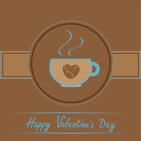 Taza con semillas de café corazón. Tarjeta feliz día de San Valentín . . — Archivo Imágenes Vectoriales