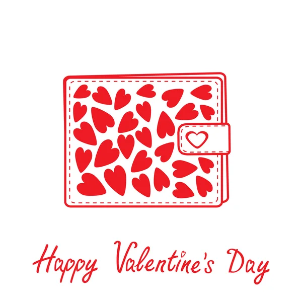 Wallet with hearts inside. Happy Valentines day card. — Stock Vector