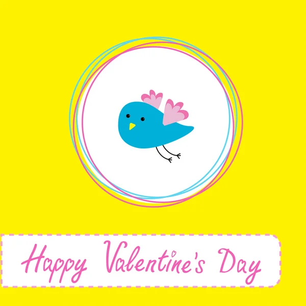 Congratulations card with cute blue bird. Happy Valentines Day Stock Vector