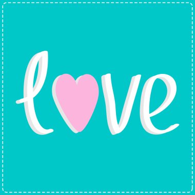 Word ile kalp seviyorum. 3D metin. kart.