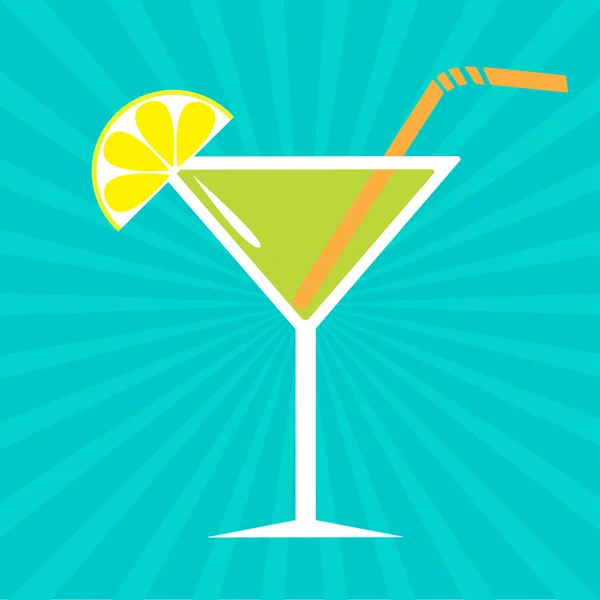 Cocktail in bicchiere da martini. Sfondo Sunburst . — Vettoriale Stock