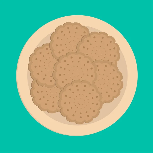 Biscuit cookie cracker on the plate. — Stock Vector