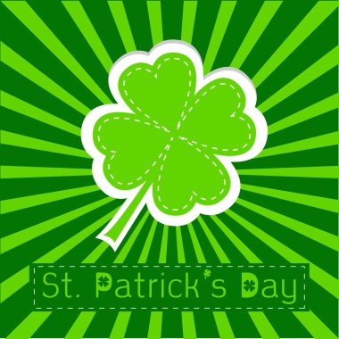 Kağıt yonca yaprağı. Sunburst arka plan.