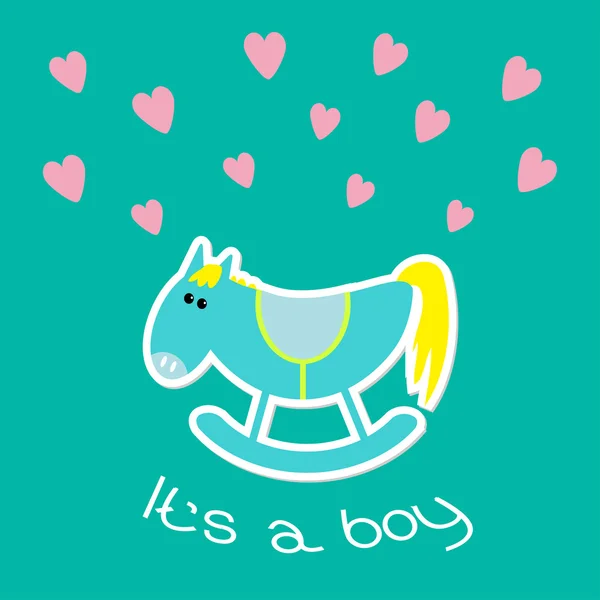 Baby boy shower card with cute horse. — Stock Vector