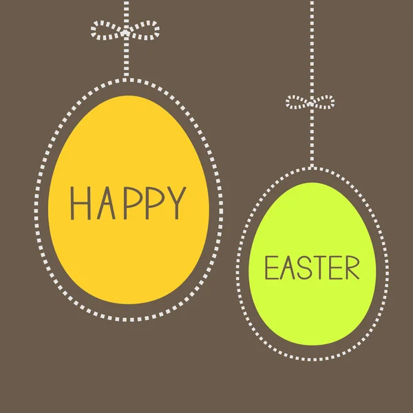 Appendere uova di Pasqua con linea tratteggio e fiocco . — Vettoriale Stock