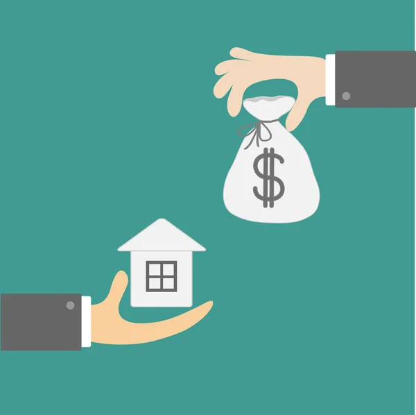 eller ev ve para çantası ile. Konsept değişimi. düz tasarım 