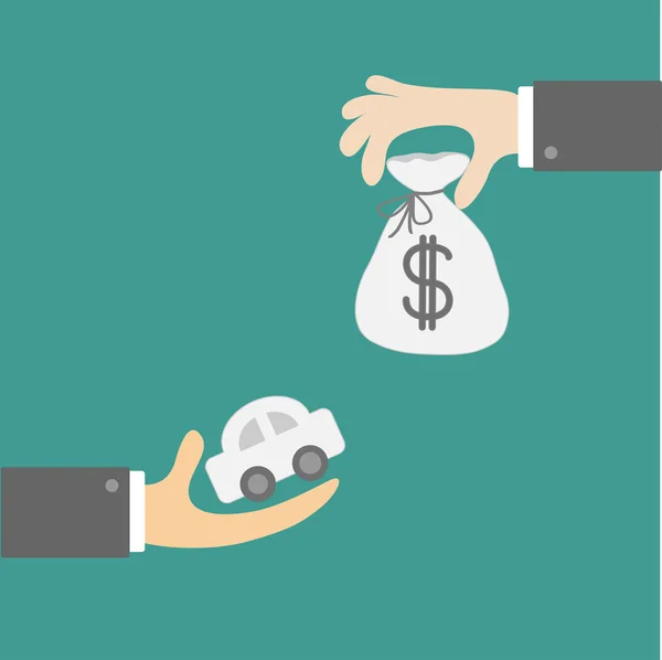 el araba ve para çantası ile. Konsept değişimi.