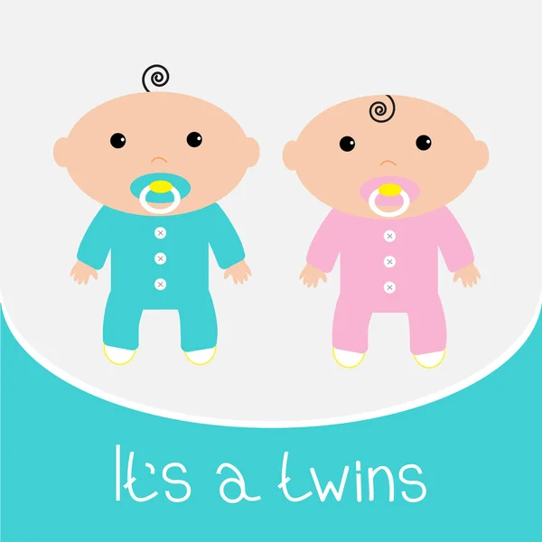 Baby sprcha karty. je to dvojčata chlapce a dívku. — Stockový vektor