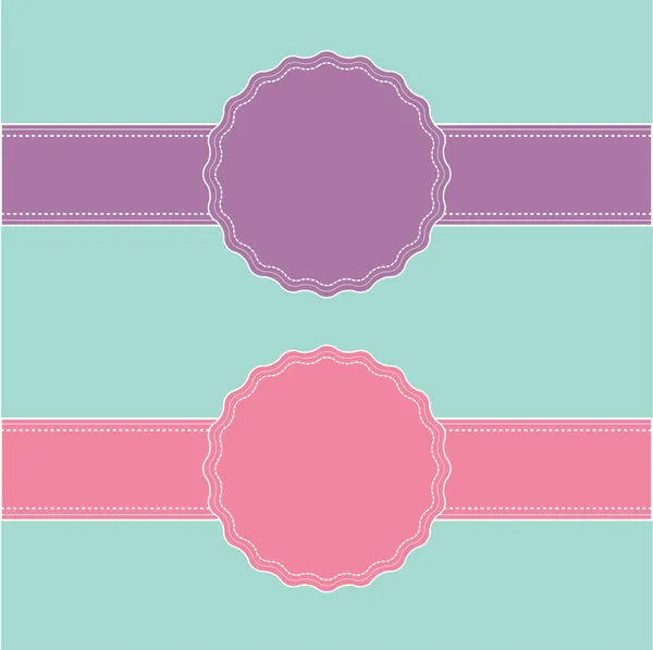 Pink and violet ribbon and label set. — Stock Vector