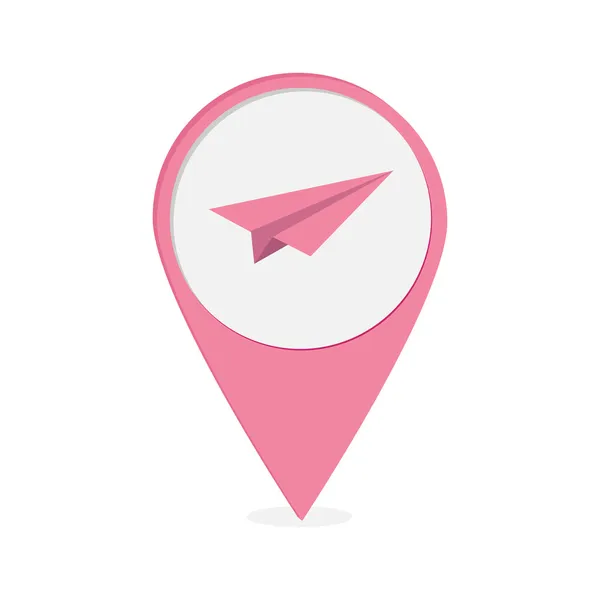 Map pointer with origami paper plane icon. — Stock Vector