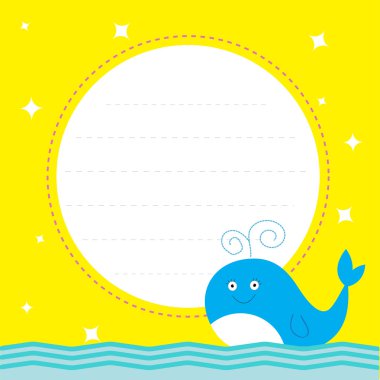 çerçeve ile sevimli çizgi balina ve parıldıyor. mutlu doğum günü partisi