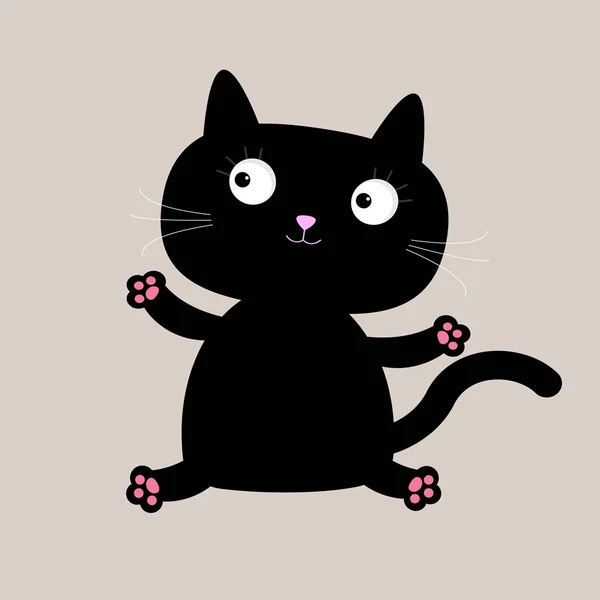 Desenhos animados gato sentado preto. Coleção engraçada . — Vetor de Stock