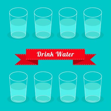 sekiz bardak su içmek. Infographic. düz tasarım.
