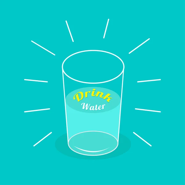 Stora lysande glas vatten. Drick vatten infographic. platt desi — Stock vektor