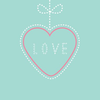 pembe ve mavi kalp yay ile asılı. aşk kartı.